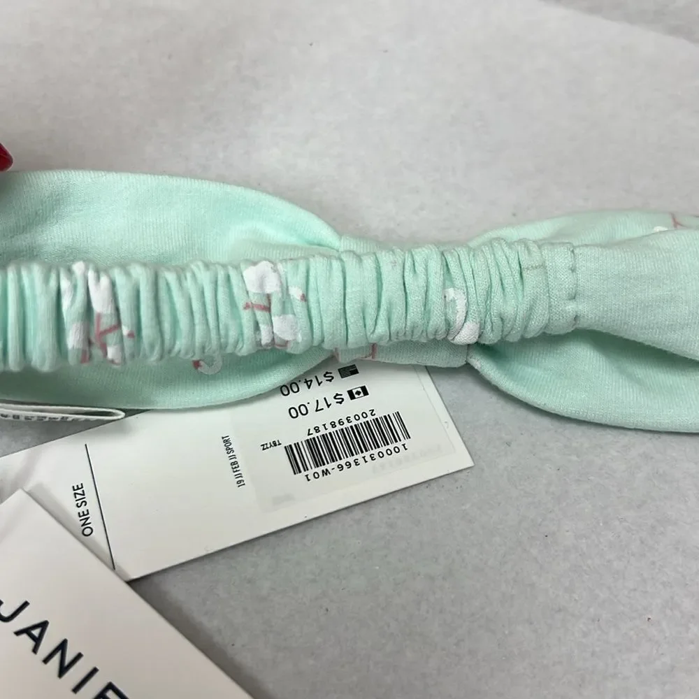 Janie and Jack 100031366 mint flamingo print Headband NWT One Size